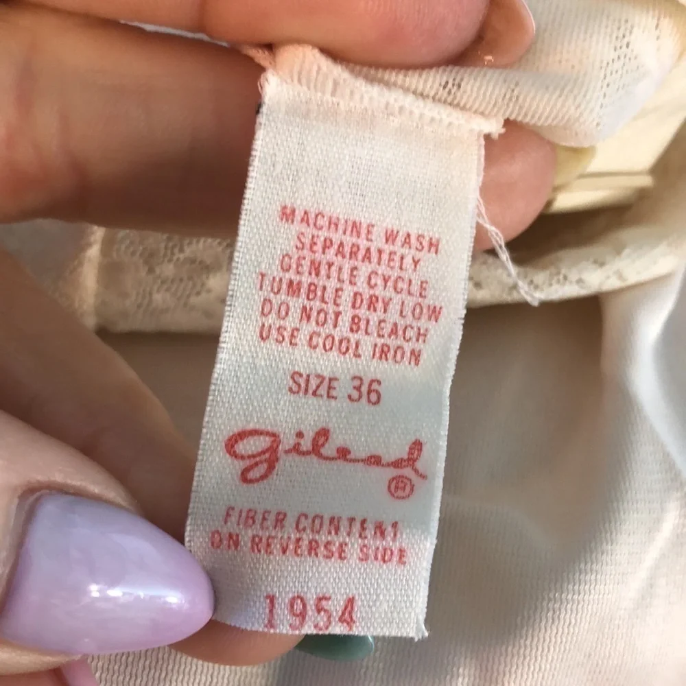 Vintage Gilead Slip Nightgown Lace Trim Cream Size 36 Lingerie